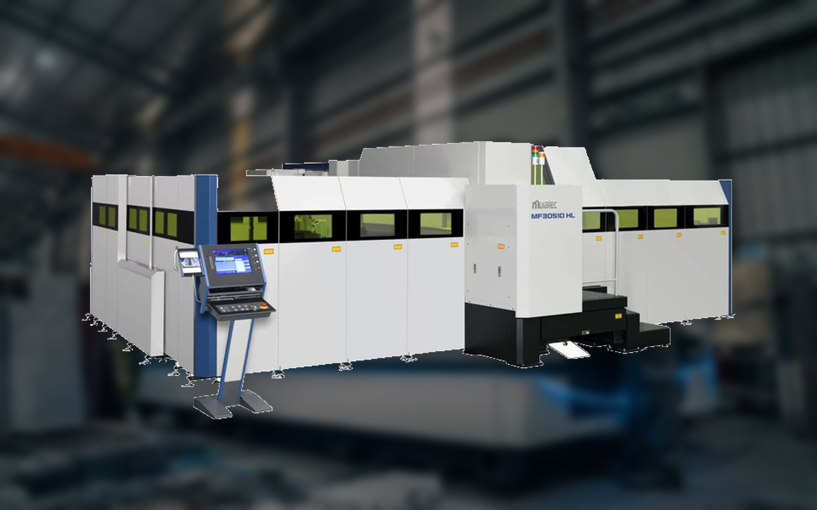 Muratec MF combination laser and turret punch machine on a metal fabrication shop floor, distributed by Cimarron Industrial Sales in Arkansas